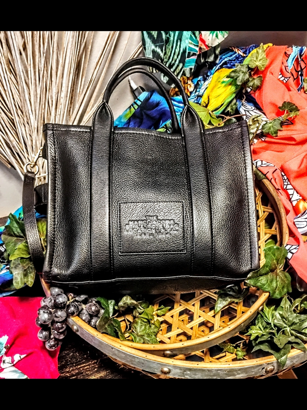 Marc Jacobs Black Pebbled Leather Tote with Top Handles - Picture 2 of 6